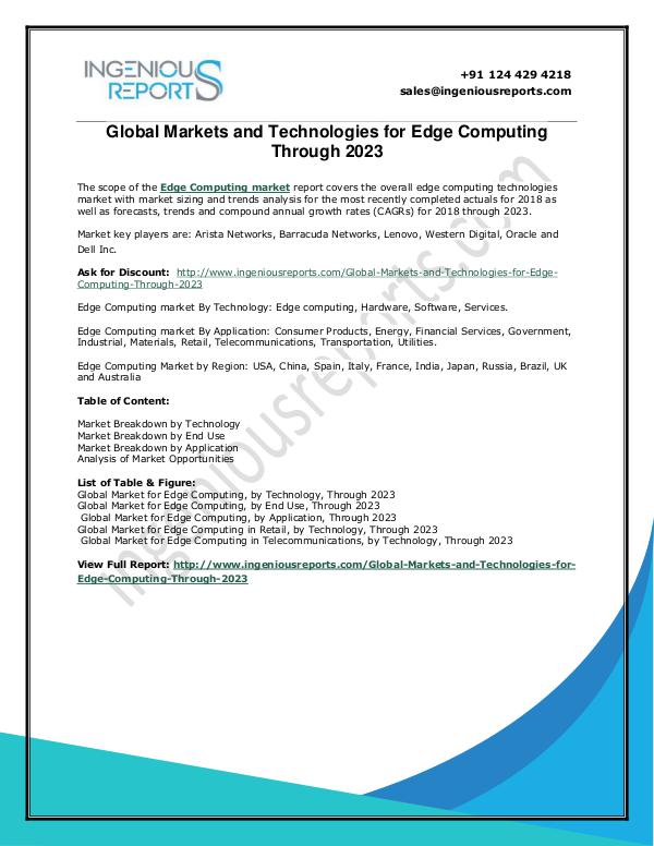 Global Edge Computing Market : Application, By Region, And Segment Fo Edge Computing market