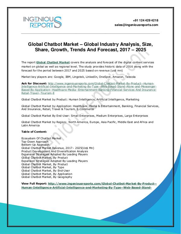 Global Market Opportunity Assessment Study Chatbots 2025. Chatbot Market