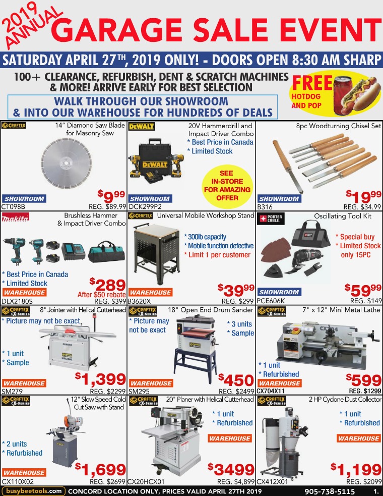 Busy Bee Tools 2019 Garage Sale Flyer