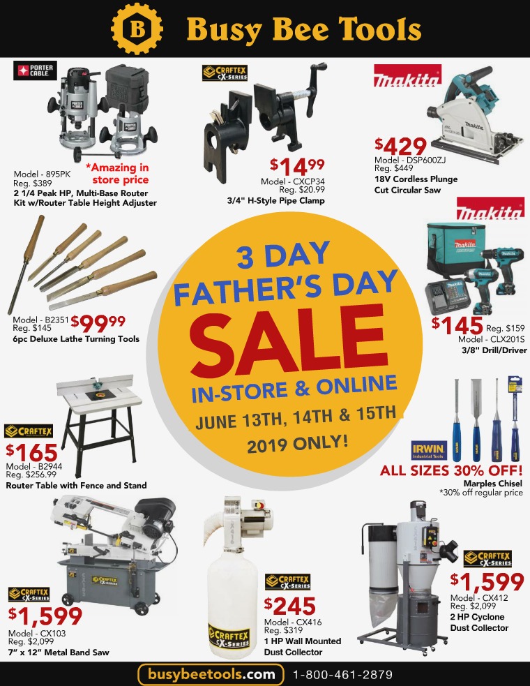 Busy Bee Tools 3 Day Fathers Day Sale 2019