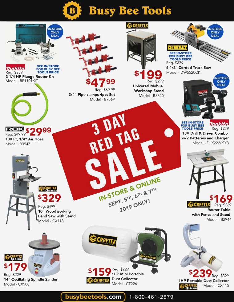 Busy Bee Tools 3 Day Red Tag Sale