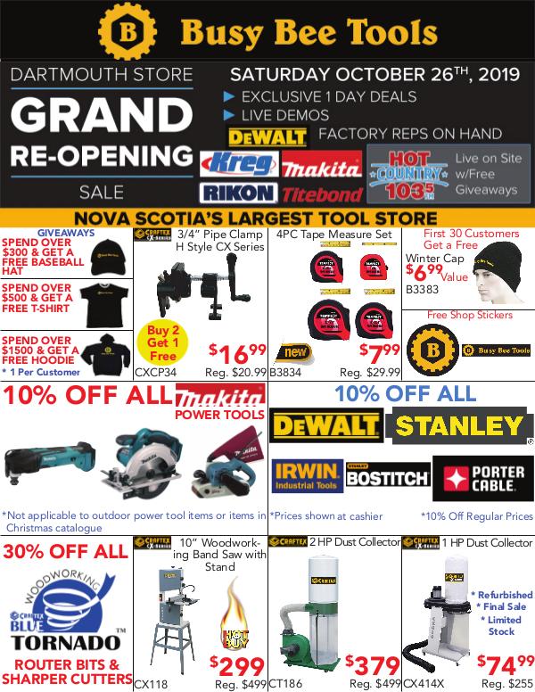 Busy Bee Tools Dartmouth Grand Re-Opening Flyer