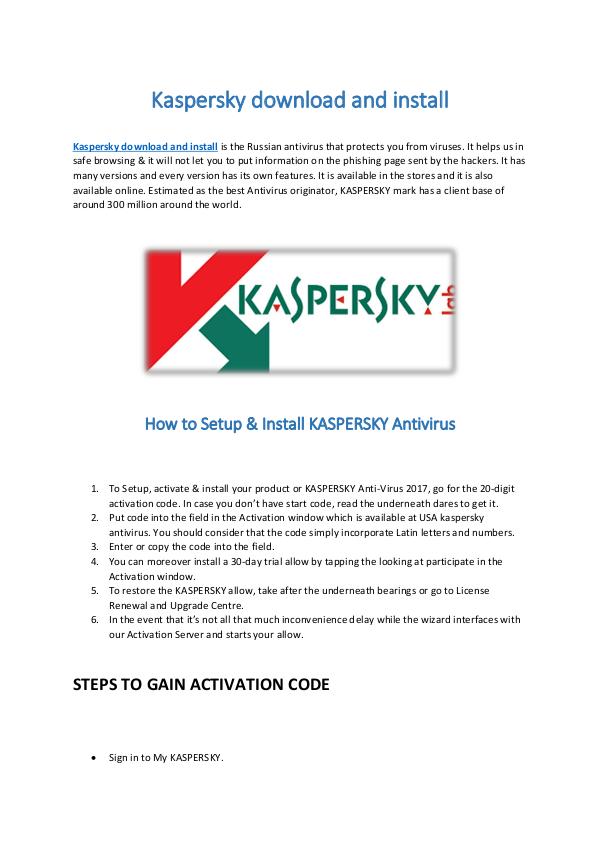 kaspersky download and install Kaspersky download and install