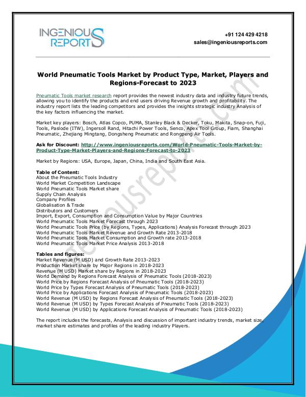 2023 World Pneumatic Tools Market Size Analysis and Industry Trends World Pneumatic Tools Market