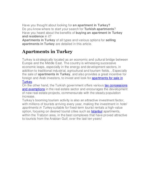 Your Full Guide to Apartments for Sale in Turkey