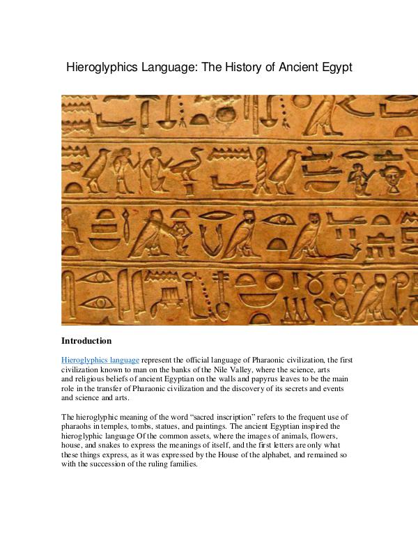 Hieroglyphics Language The History of Ancient Egyp