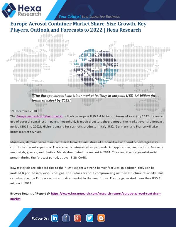 Market Analysis Report Europe Aerosol Container Market