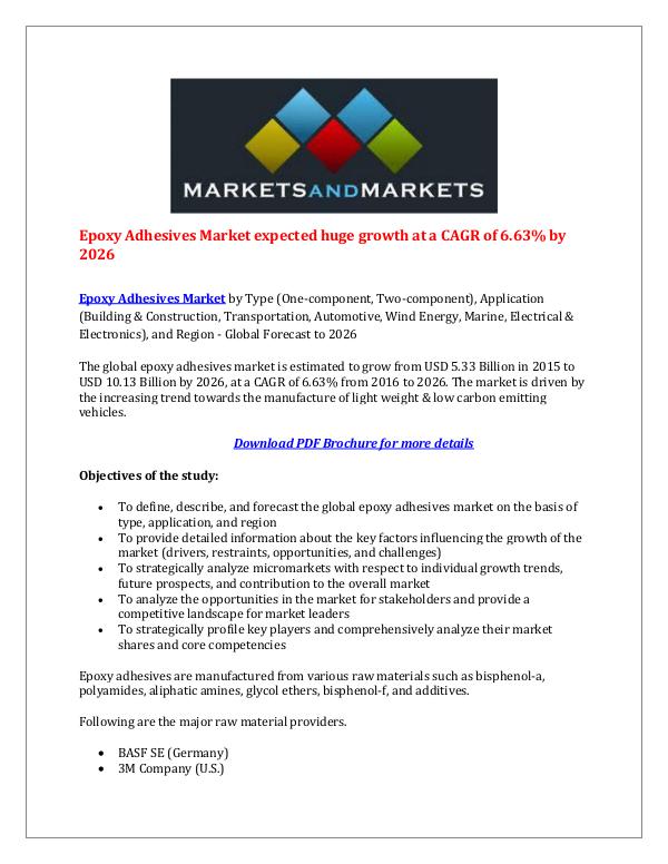 Epoxy Adhesives Market
