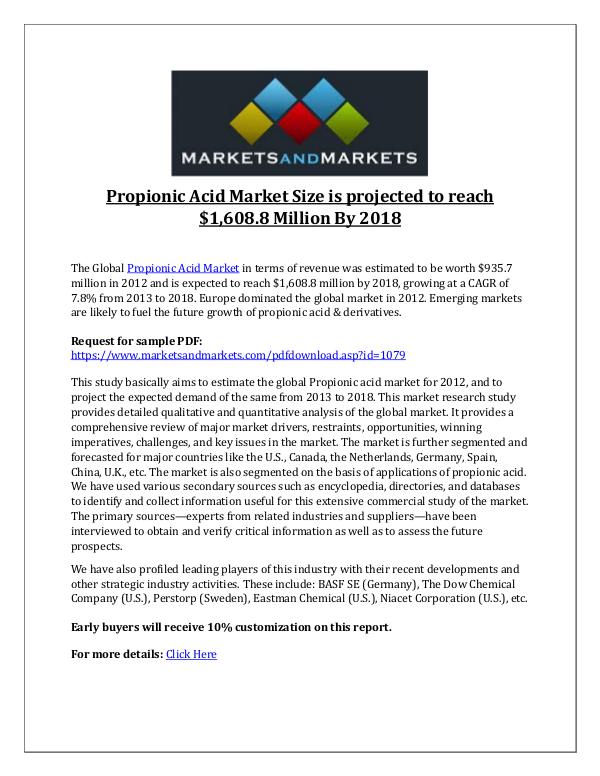 Chemicals and Materials Propionic Acid Market
