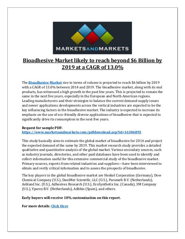Chemicals and Materials Bioadhesive Market