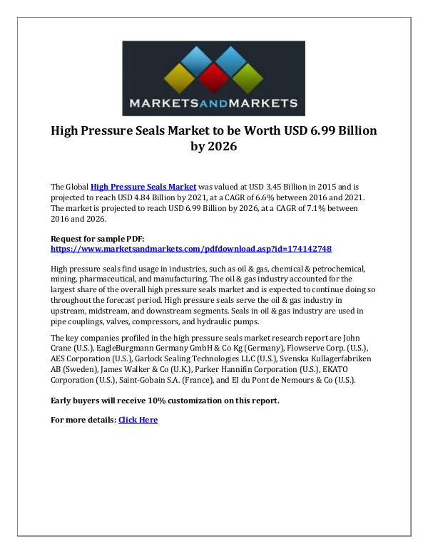 Chemicals and Materials High Pressure Seals Market
