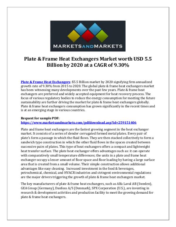 Chemicals and Materials Plate & Frame Heat Exchangers Market