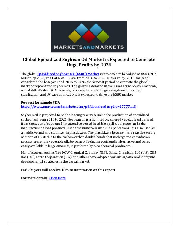 Chemicals and Materials Epoxidized Soybean Oil Market