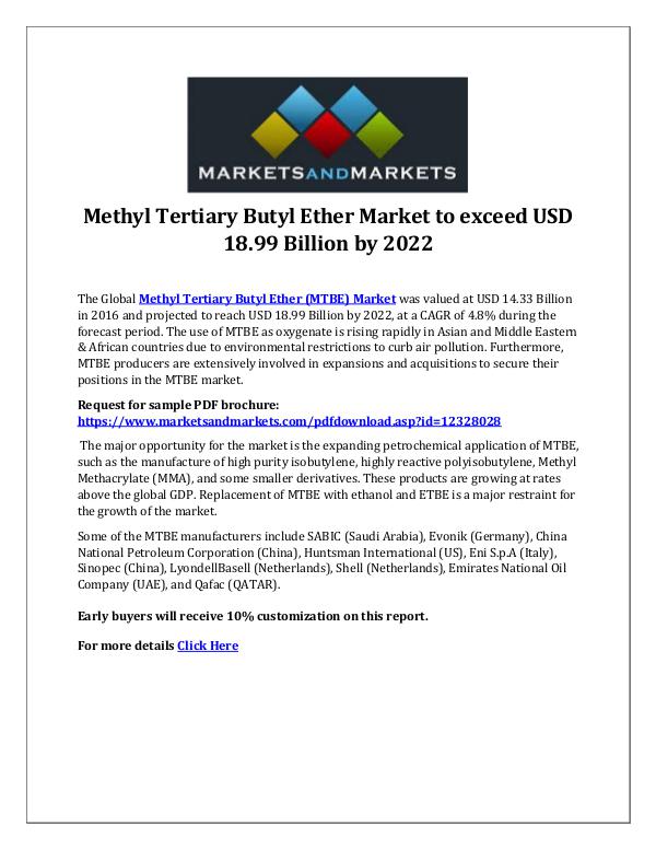Chemicals and Materials Methyl Tertiary Butyl Ether Market