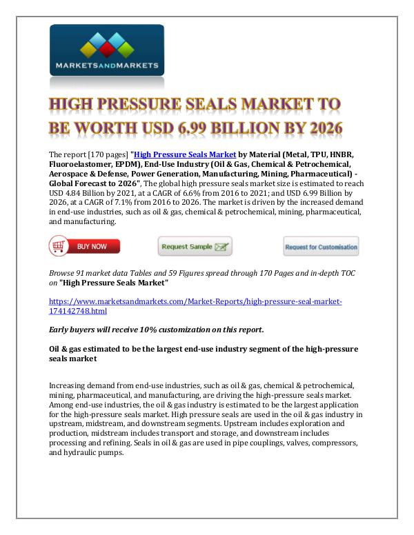 Chemicals and Materials High Pressure Seals Market New
