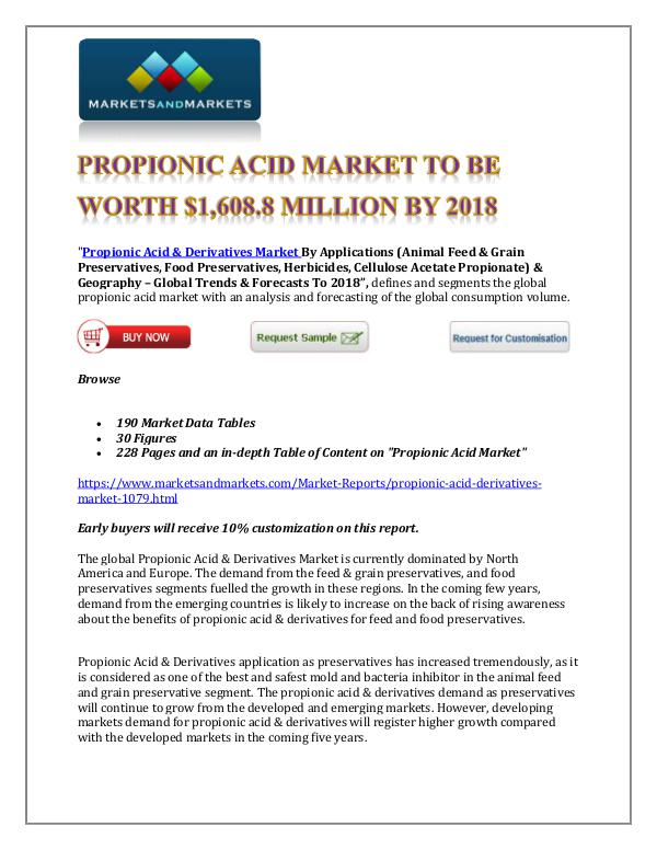 Chemicals and Materials Propionic Acid Market New