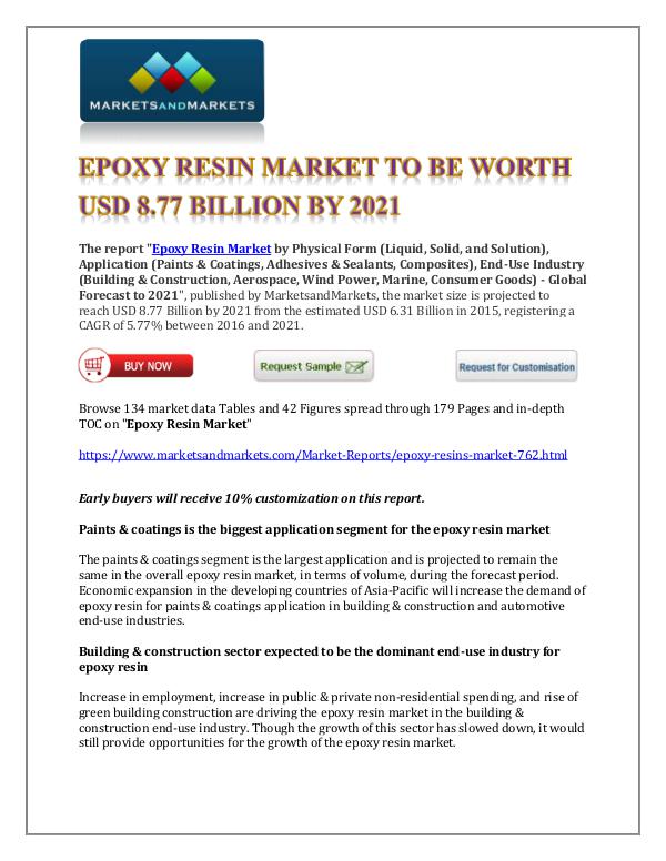 Chemicals and Materials Epoxy Resin Market New