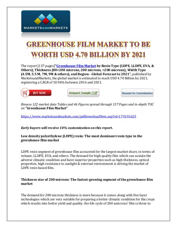 Chemicals and Materials Greenhouse Film Market New