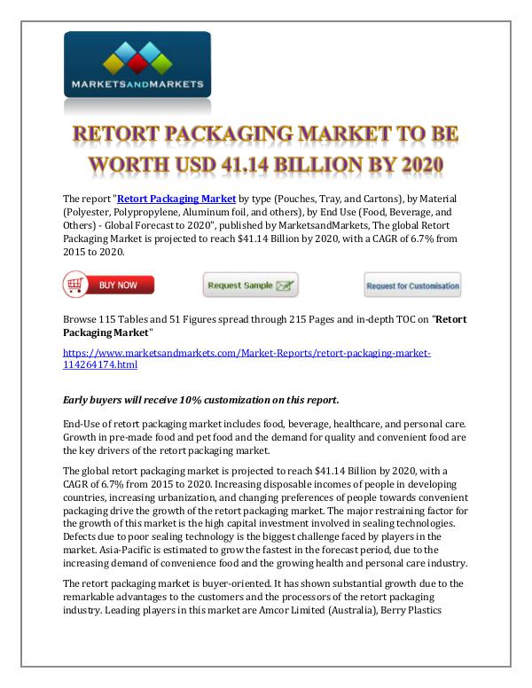 Chemicals and Materials Retort Packaging Market New