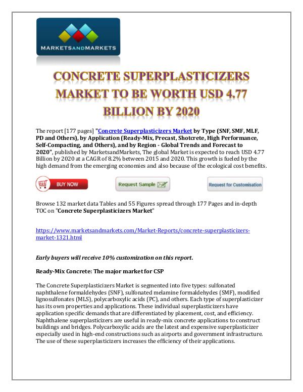 Chemicals and Materials Concrete Superplasticizers Market New