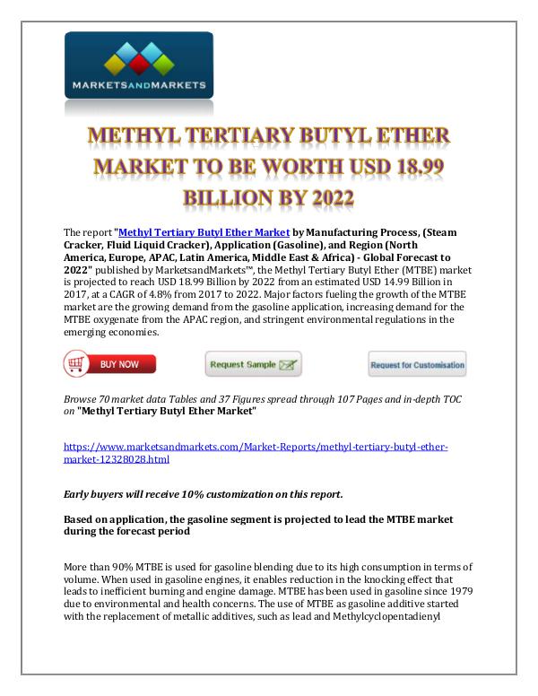 Methyl Tertiary Butyl Ether Market New