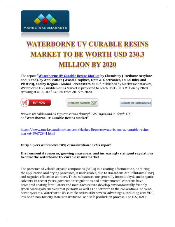 Chemicals and Materials Waterborne UV Curable Resins Market New