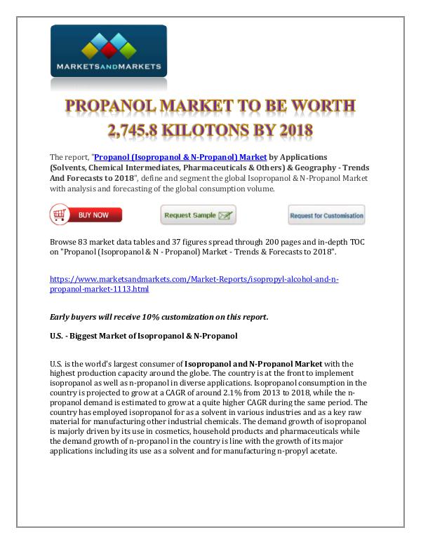 Chemicals and Materials Propanol Market New