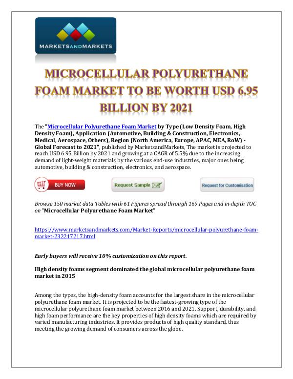 Chemicals and Materials Microcellular Polyurethane Foam Market New