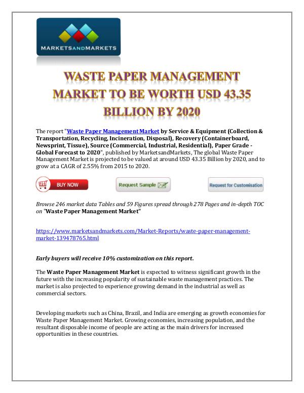 Chemicals and Materials Waste Paper Management Market New