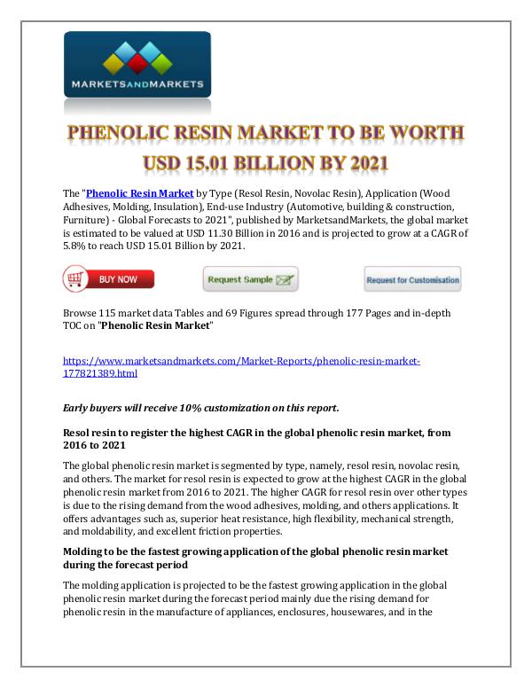 Chemicals and Materials Phenolic Resin Market New