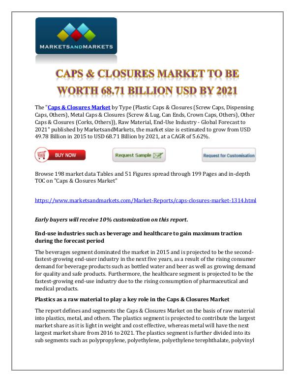 Chemicals and Materials Caps & Closures Market New