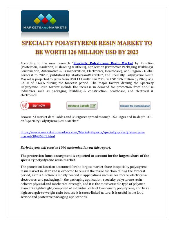 Chemicals and Materials Specialty Polystyrene Resin Market New