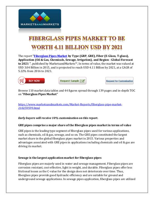 Chemicals and Materials Fiberglass Pipes Market New