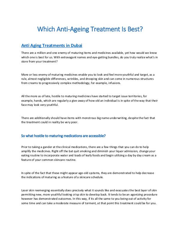 Which Anti-Ageing Treatment Is Best? Which Anti-converted