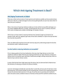 Which Anti-Ageing Treatment Is Best?