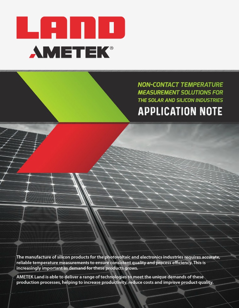 Application Note - Solar Industry AMETEK_Land_Solar_Silicon_Industry_Application_Not