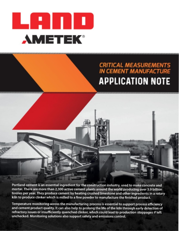 Application Note: Temperature Measurements in Cement Manufacture AMETEK_Land_Application_Note_Temperature_Measureme