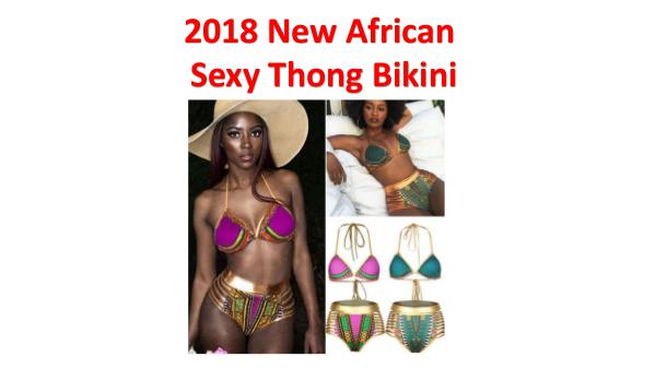 2018 New African Sexy Thong Bikini Lace Up Swimwear African Print Swimsuit 2018