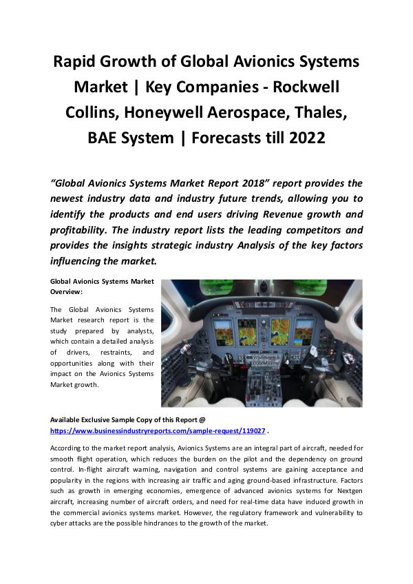 Market Research Reports Avionics Systems Market 2018 - 2022