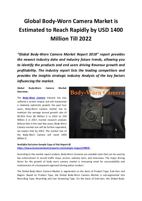 Body-Worn Camera Market 2018 - 2022