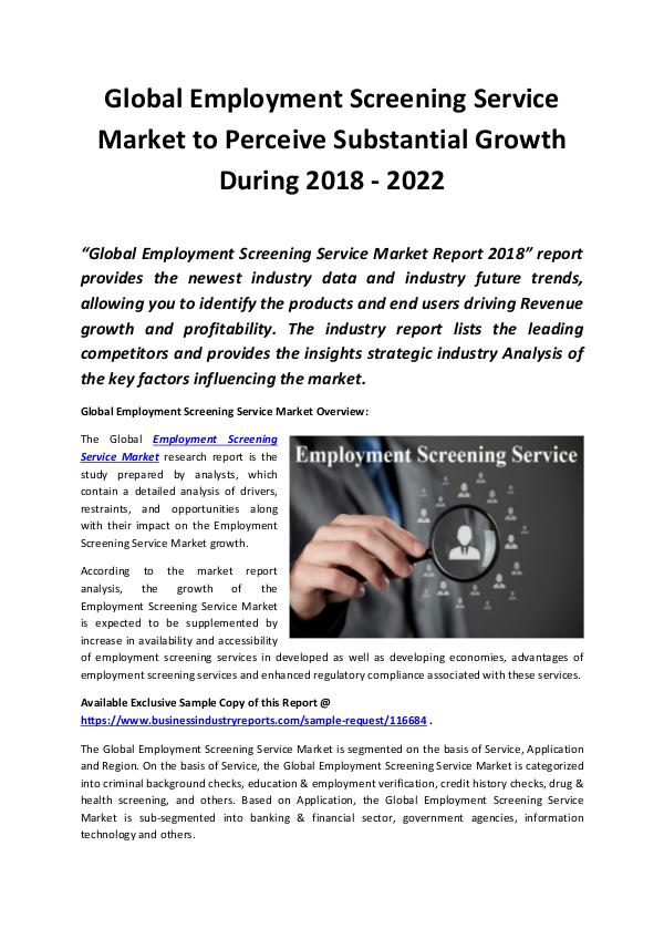 Employment Screening Service Market 2018 - 2022