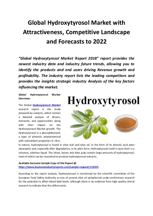 Global Hydroxytyrosol Market 2018 - 2022