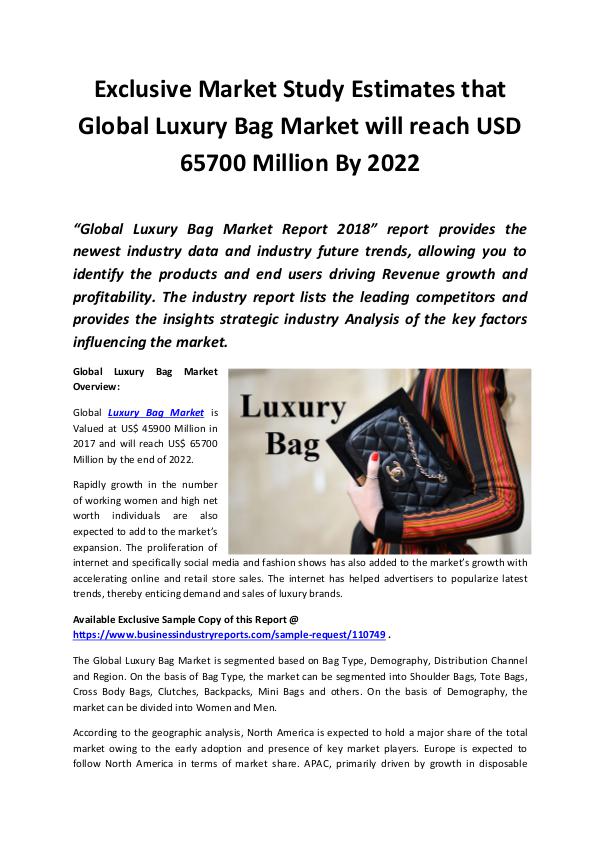 Luxury Bag Market 2018 - 2022