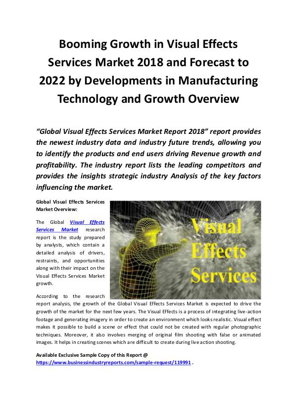 Market Research Reports Visual Effects Services Market 2018 - 2022