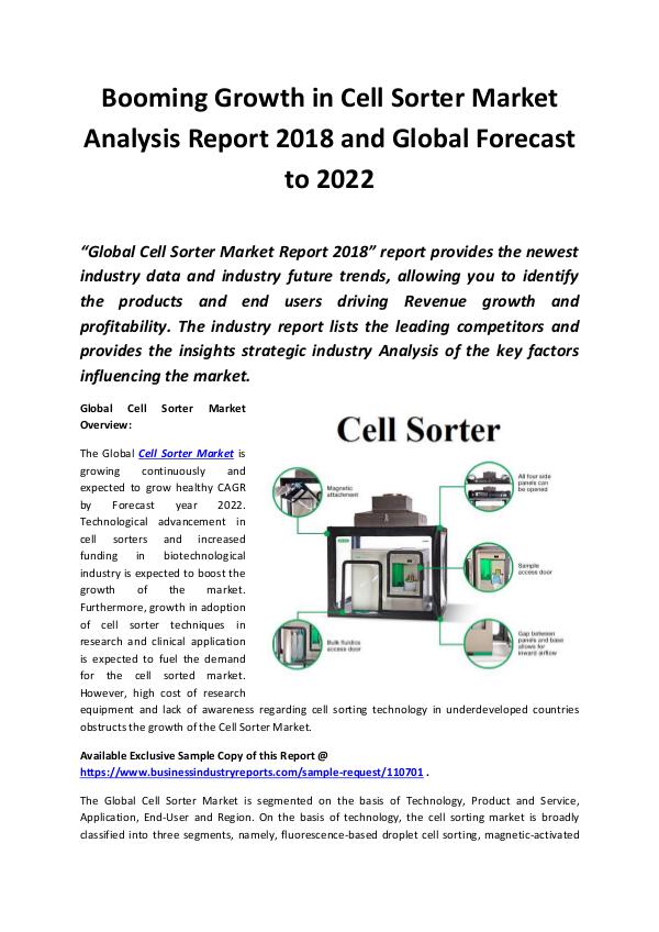 Market Research Reports Global Cell Sorter Market Report 2018 - 2022