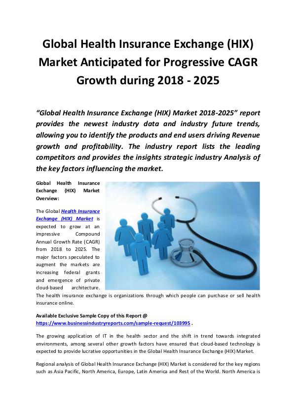 Market Research Reports Global Health Insurance Exchange (HIX) Market 2018