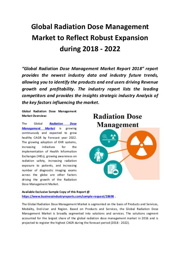 Market Research Reports Global Radiation Dose Management Market 2018 - 202