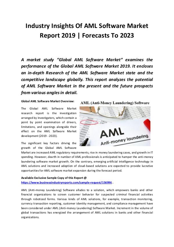 Market Research Reports Global AML Software Market Report 2019