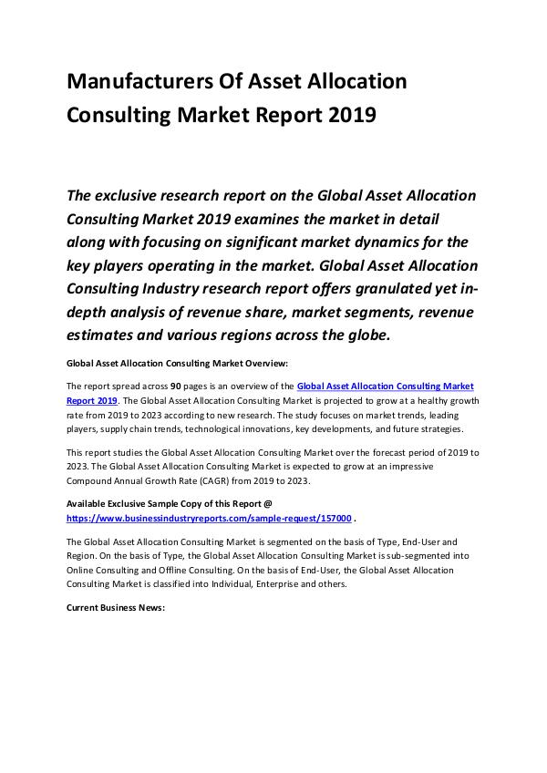 Market Research Reports Global Asset Allocation Consulting Market Report 2