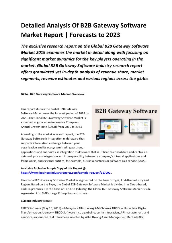 Market Research Reports Global B2B Gateway Software Market Report 2019